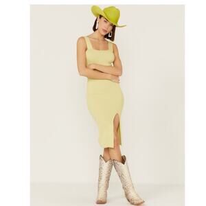 Shyanne Women's Green Western Ribbed Sweater Knit Midi Bodycon Dress Sz M